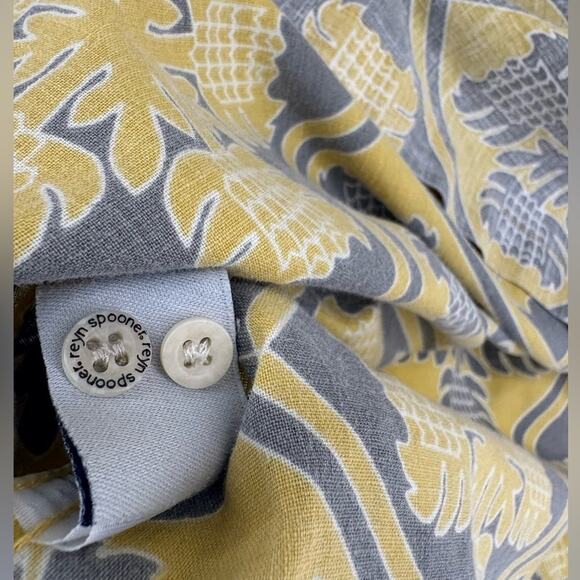 Reyn Spooner Kloth Hawaiian Aloha Quilt Geometric Popover Shirt XXL Yellow Grey - Picture 10 of 13